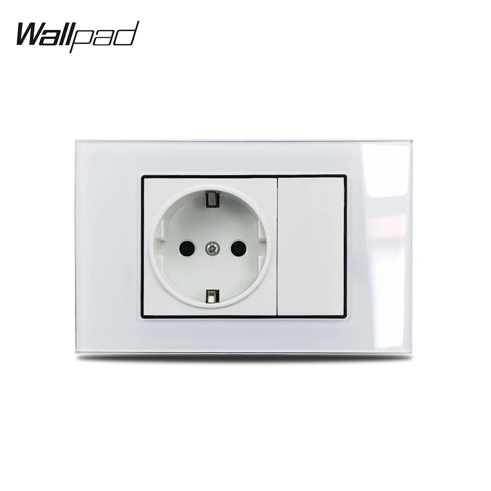 118*75mm EU Socket Wallpad L3 White Glass Panel 16A 110V-250V European Power Socket 6M