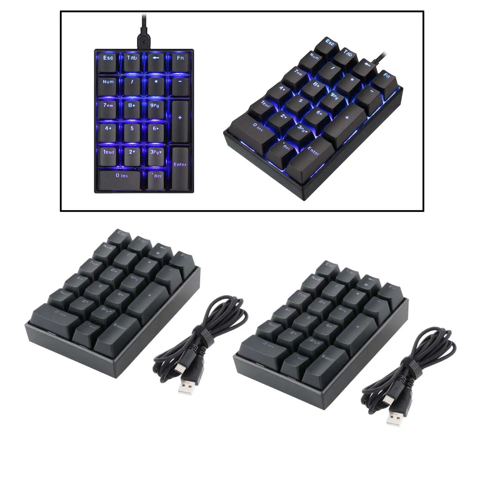 K23 Mini Numpad 21 Keys Wired Programmable USB-C for Cashier Office Home Use Compact Portable Numeric Keypad Mechanical Keyboard