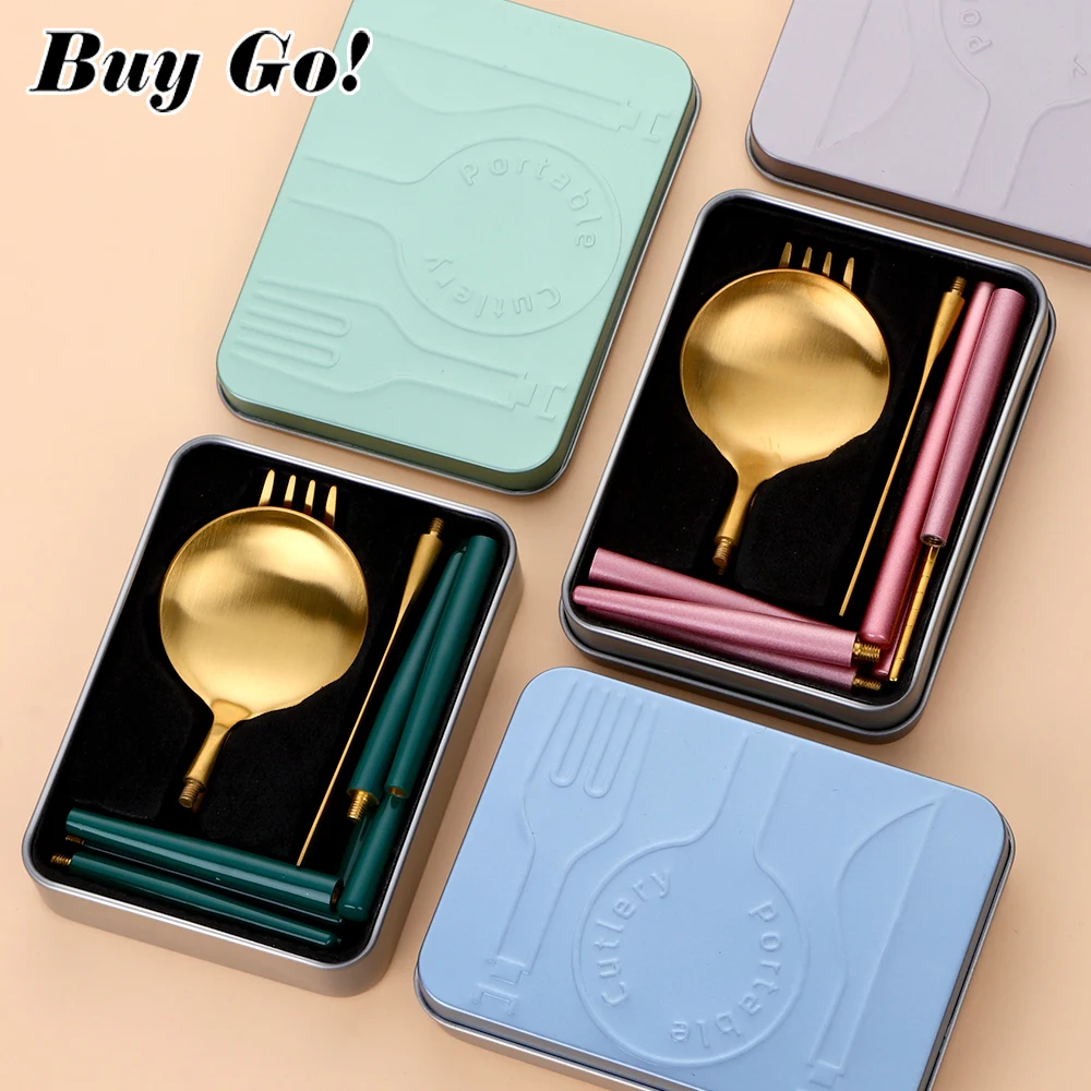 5 adet paslanmaz çelik ayrılabilir tipi taşınabilir çatal sofra seti altın batı yemek mutfak çatal kaşık bıçak seti