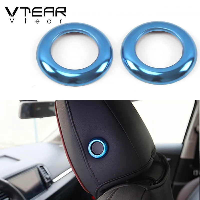 Vtear For Skoda Karoq Seat Accessories interior Headrest Adjustment knob button cover chrome car-styling trim decoration 2023