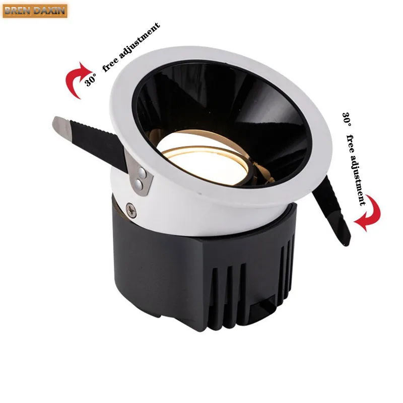Dimmable LED  Angle Adjustable Embedded Anti-Glare Downlights 7W 12W 15W 18W For Hotel Pic Background Aisle Ceiling Spot Light