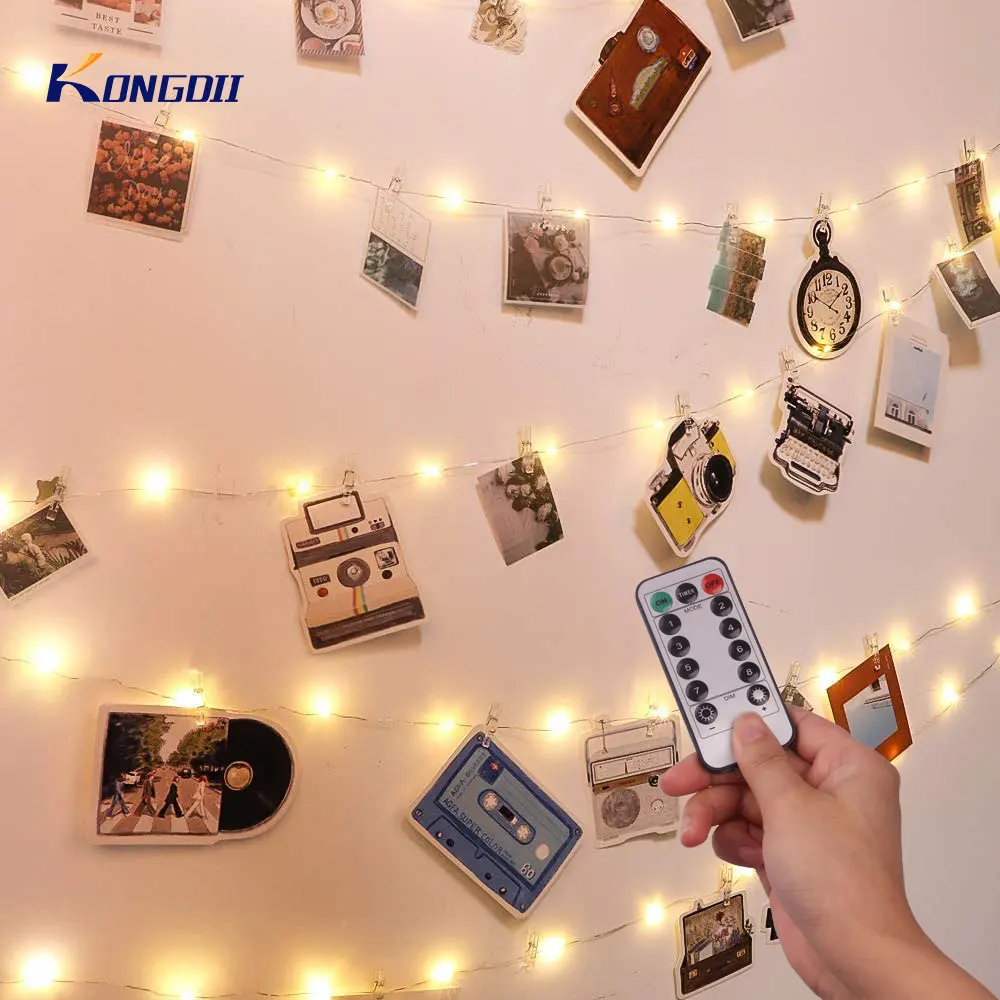 5 M/10 M LED Photo Clip String ไฟแบตเตอรี่ USB ดําเนินการคลิปไฟ Fairy led สําหรับคริสต์มาส Garland Party Home Wall Decor