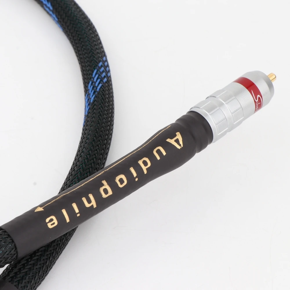 HIFI Audio RCA Cable Audiophile occ Silver Plated with 24K Gold Plated RCA Connectors HiFi Interconnect Cord RCA Cable