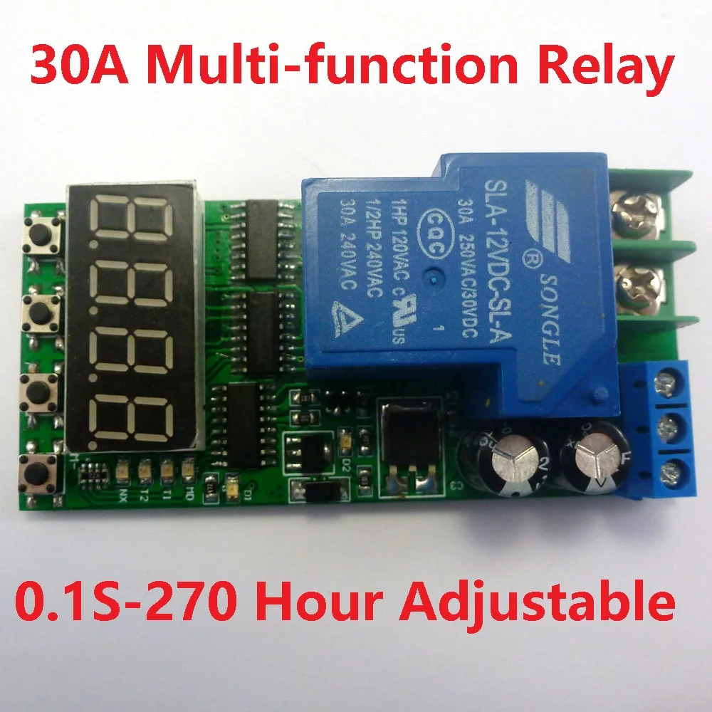 2PCS DC 12V 30A Multifunction Timer Delay Relay Module High Power On/Off Adjustable for PLC Motor LED Car