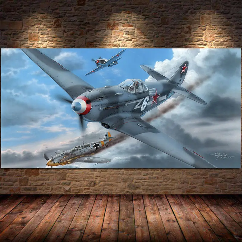 

Yak 3 fighter battle monoplane fighter canvas painting classic aircraft plane posters prints wall art living room decor Unframed
