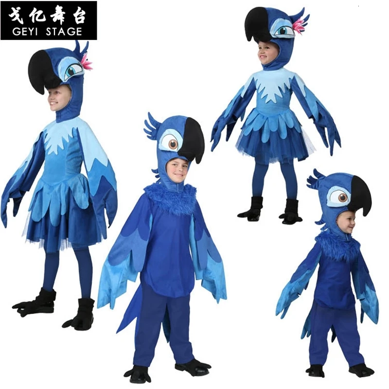 Genuine Kids Like Deluxe Rio Jewel Costume Children Halloween Party Cosplay Bule Parrot Girls Fancy Dressing-up