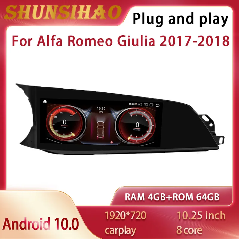 ShunSihao Qualcomm Andriod 10 For Alfa Romeo Giulia 2017-2018 Car Radio stereo multimedia autostereo Player GPS Navi Carplay