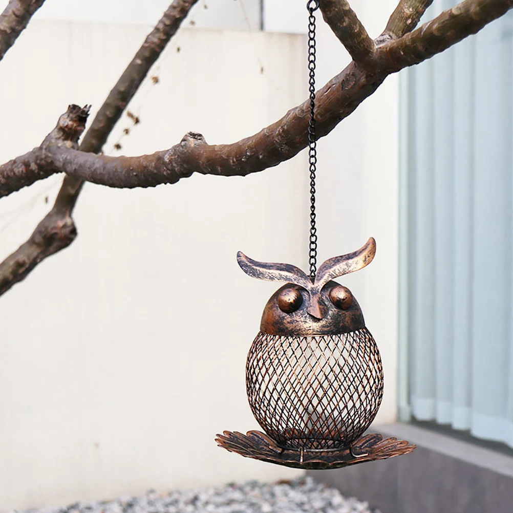 

Wild Bird Feeder Outside Hanging Metal Mesh Wild Bird Feeders Owl Decoration for Outdoor Garden Yard