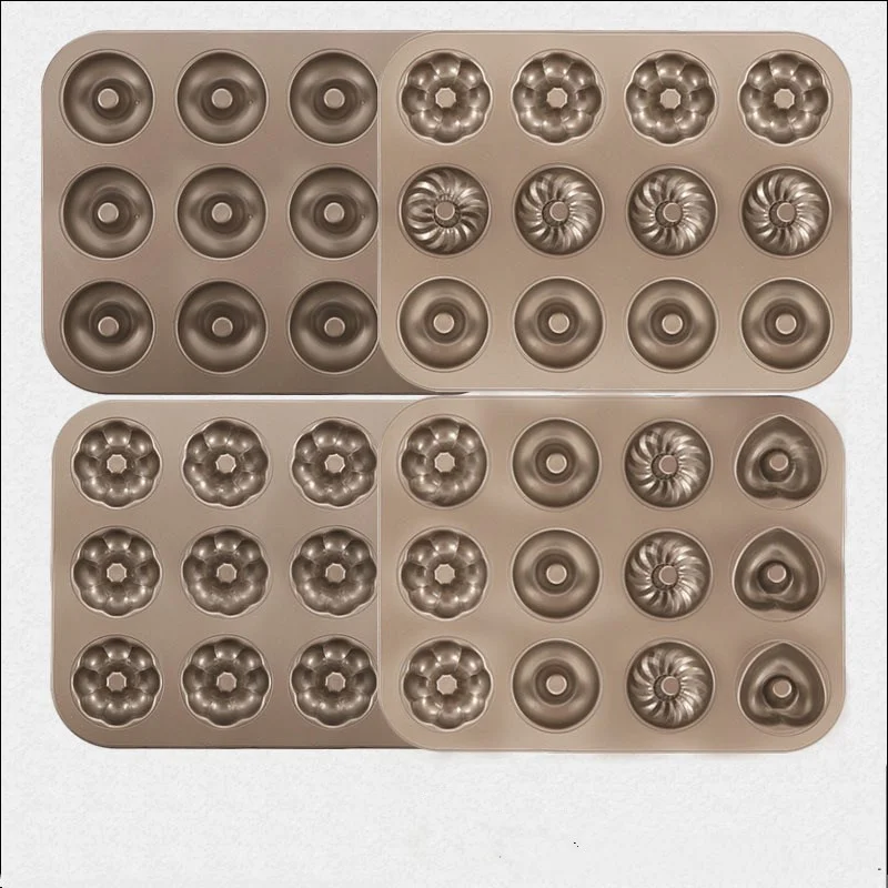 6 types of 12 cup square plate donut cake mold small bread baking mold baking tray