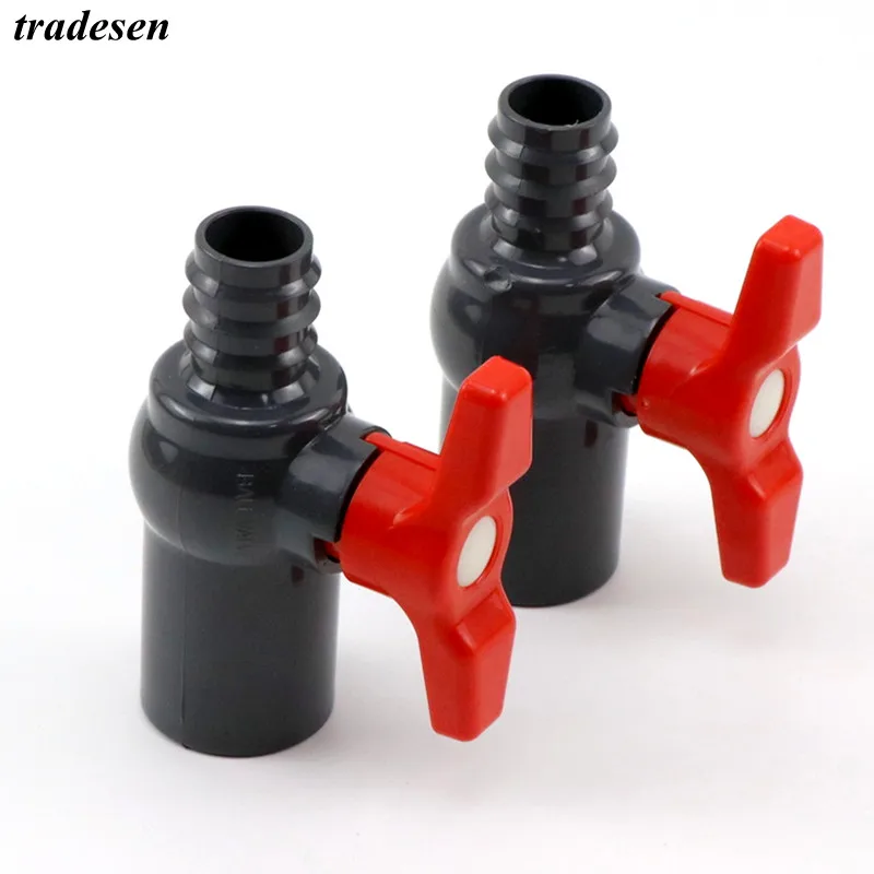 

20mm OD Hose Barb To 25mm ID Socket PVC Ball Valve Pipe Fitting Adapter Water Connector For Garden Irrigation Aquarium Fish Tank