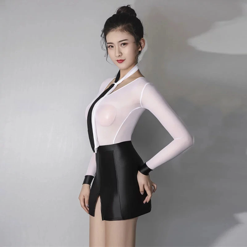 Micro Mini ชุดเซ็กซี่ลึก V คอชุดกระชับตาข่ายดูผ่านสีดำสีขาว Patchwork Bodycon มินิกระโปรงผ้าพันแผล