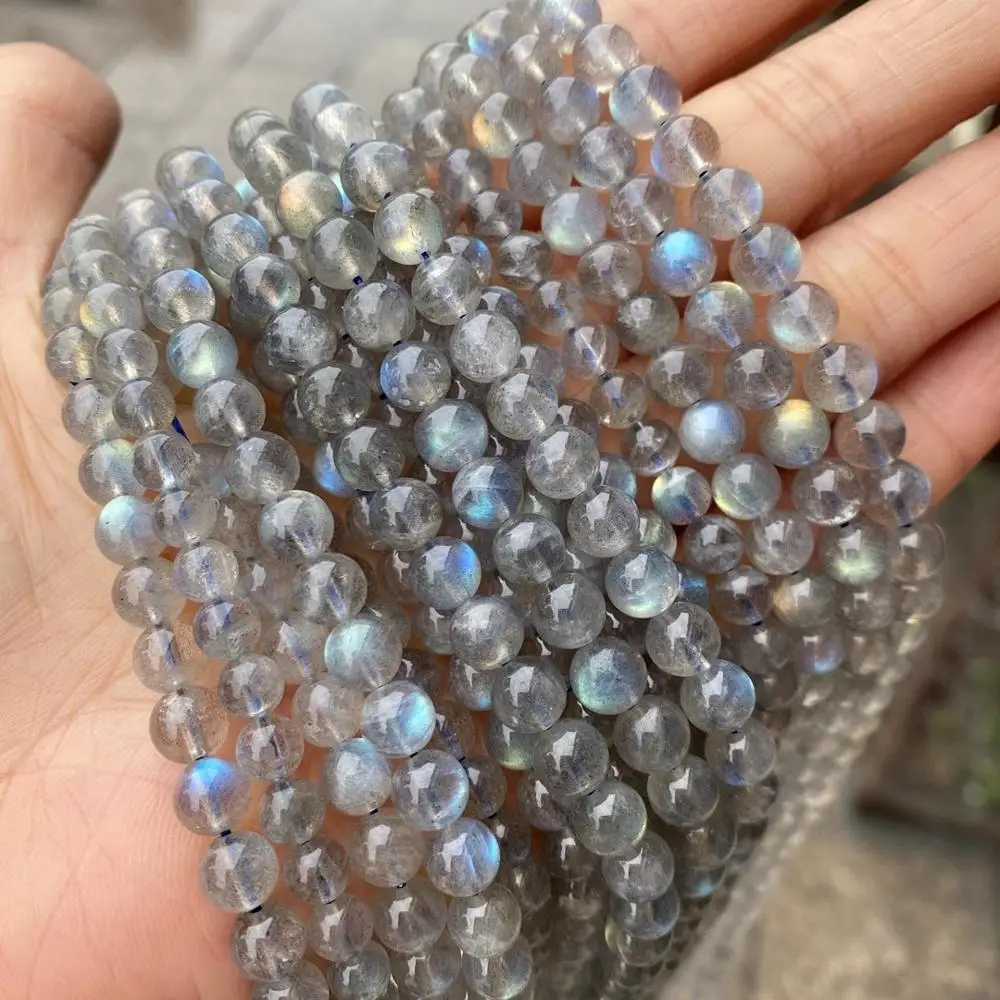 AAA Natural Precious Gemstone Polished Loose Round Beads Reflective Blue Light Labradorite For Jewelry Making DIY Bracelet