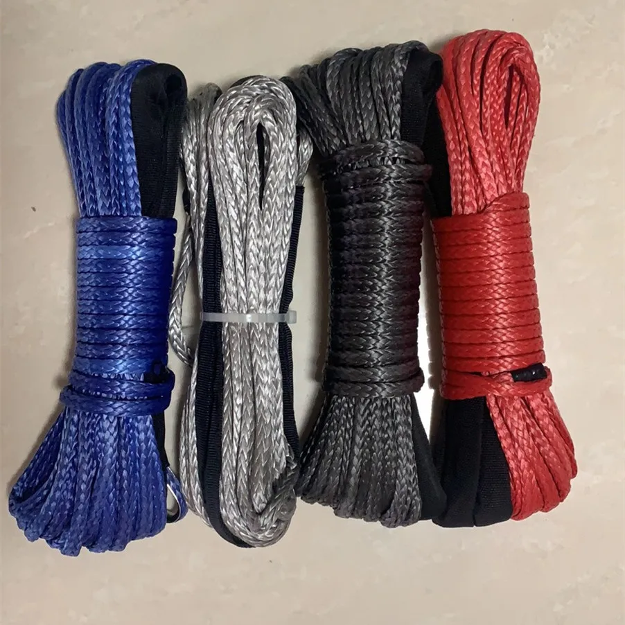 6mm x 15m Synthetic Winch Rope Line  Fiber Rope Towing Cable Car Accessories For 4X4/ATV/UTV/4WD/OFF-ROAD