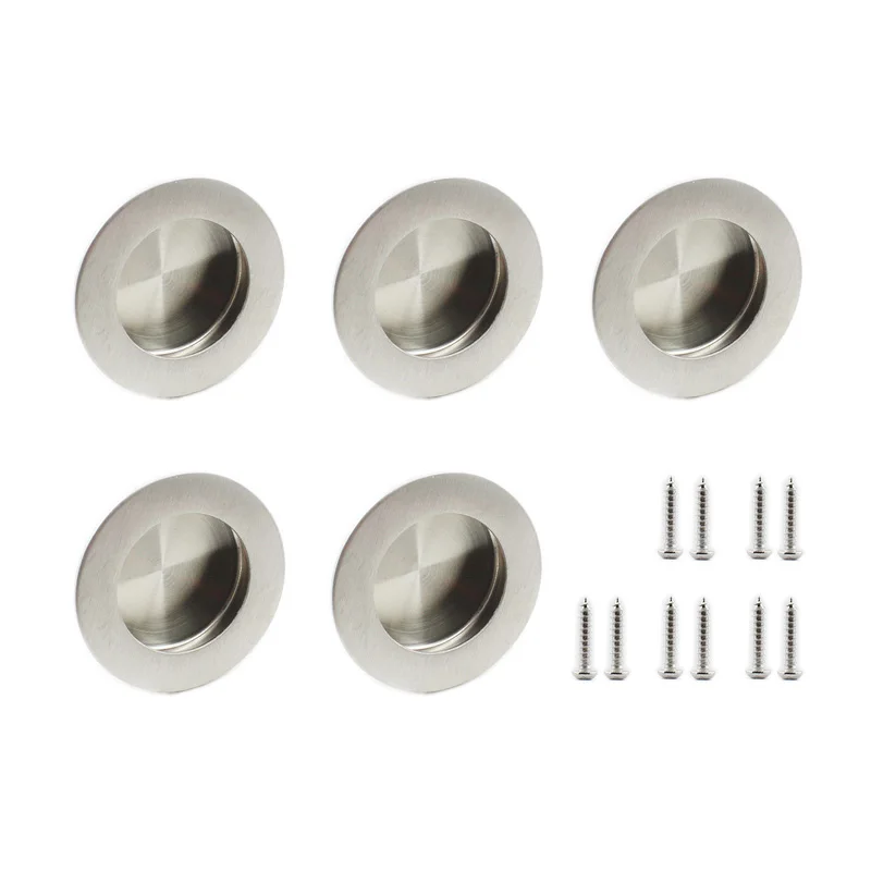 

5 Pack Flush Pull Closet Door Hardware Finger Pull, Recessed Kitchen Cabinet Handles Pulls, Round Flush Pull Handle Dia 50mm