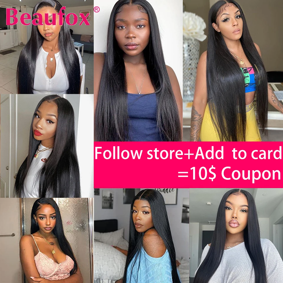 Beaufox Straight Bundles Brazilian Human Hair Bundles 30 Inches Remy Hair Extensions Human Hair Double Weft 1/3/4 Bundle Deals