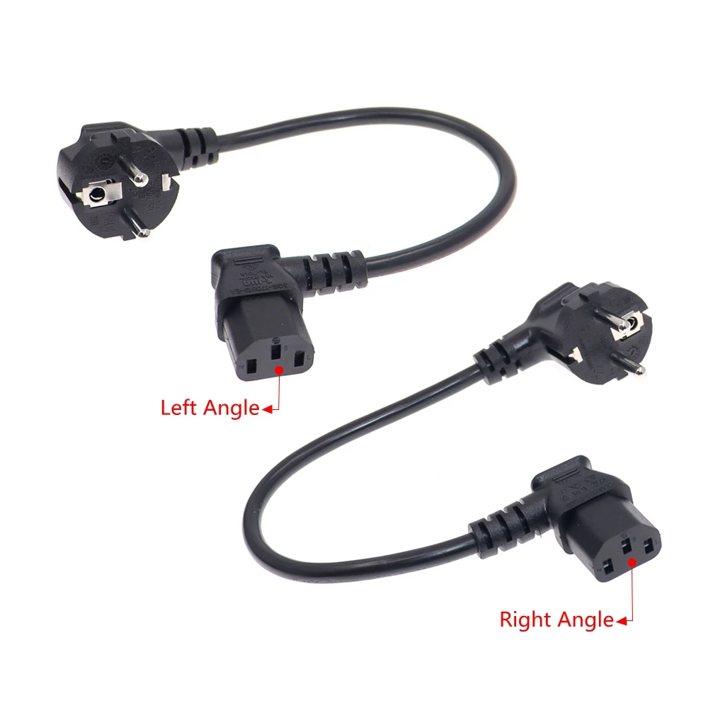 Angle C13 to European CEE7/7 Power Cords, 10A/16A, 250V, H05VV-F 0.75mm Cable ,Short Schuko to IEC C13 Power cord,1ft/30cm