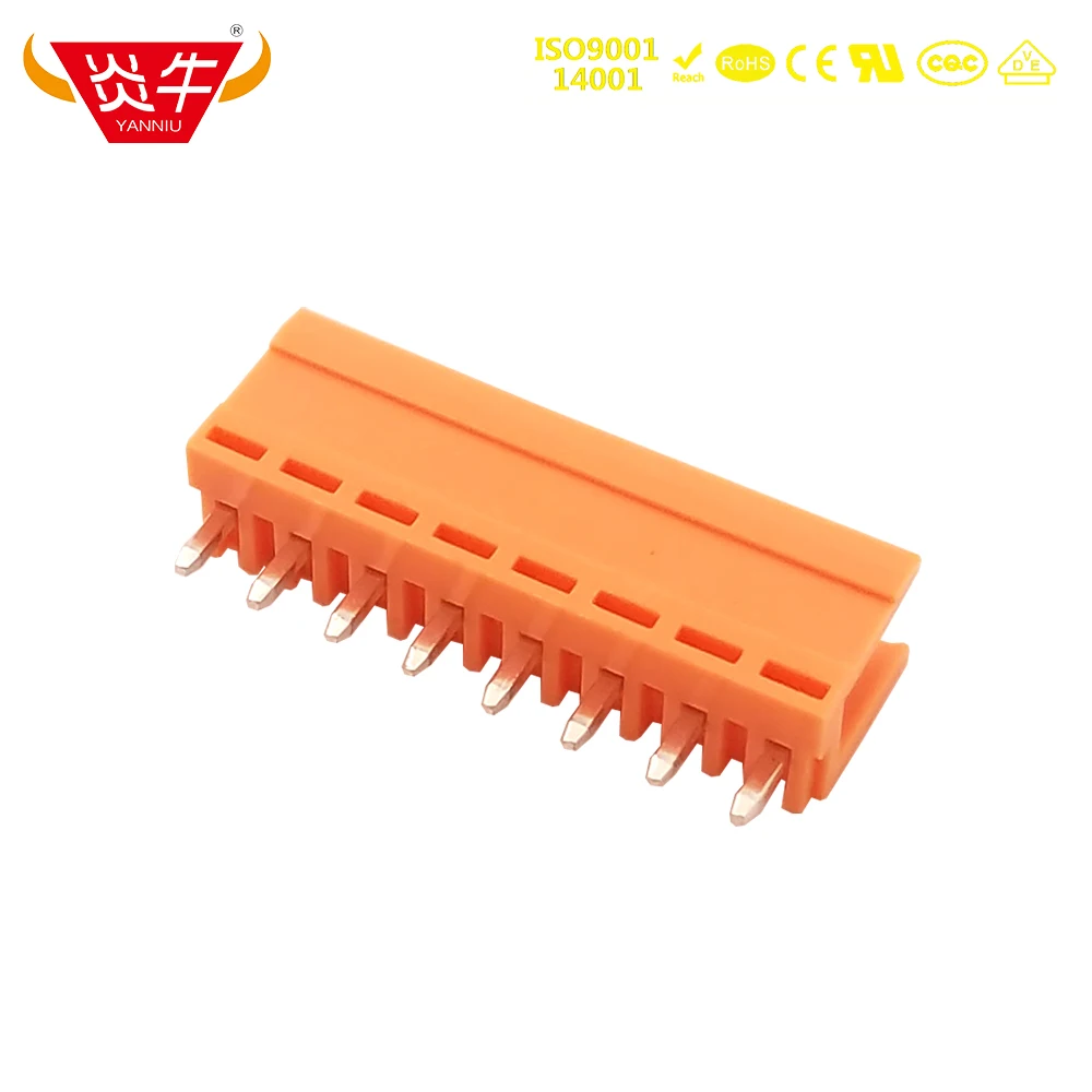 10Pcs 3.96mm HT396V 3.96 2P ~ 12P PCB PLUG-IN TEMINAL BLOCK 15EDGVC 2PIN ~ 12PIN ORANGE WIRING TERMINAL PHOENIX CONTACT KEFA