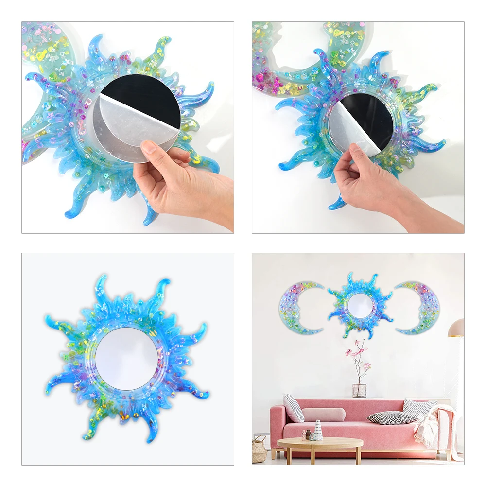 DM139 3PCS DIY Sun Kristall Epoxy Harz Mold Kit Mit Spiegel Wand Dekoration Casting Silikon Form Hängende Ornamente Handwerk