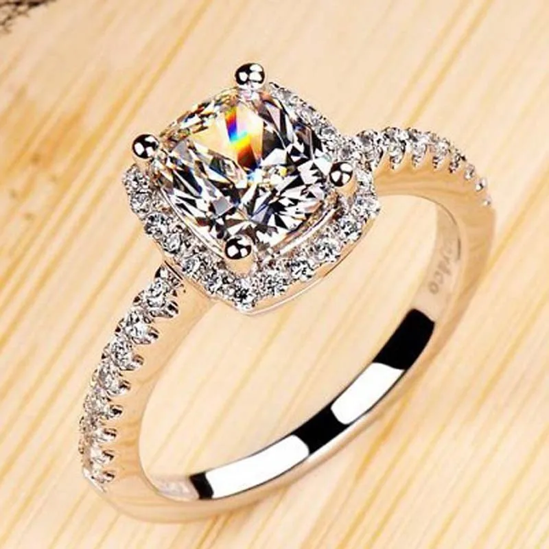 18k White Gold Yellow/white Diamond Rings for Women Luxury Engagement Bizuteria Anillos Genmstone 18k Gold Diamond Wedding Rings