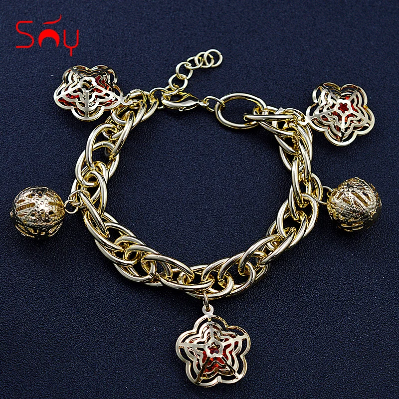 

Sunny Jewelry Fashion Jewelry Charm Bracelets For Women Hand Chains Link Chain ball Bracelet For Wedding Party Gift Flower Trend