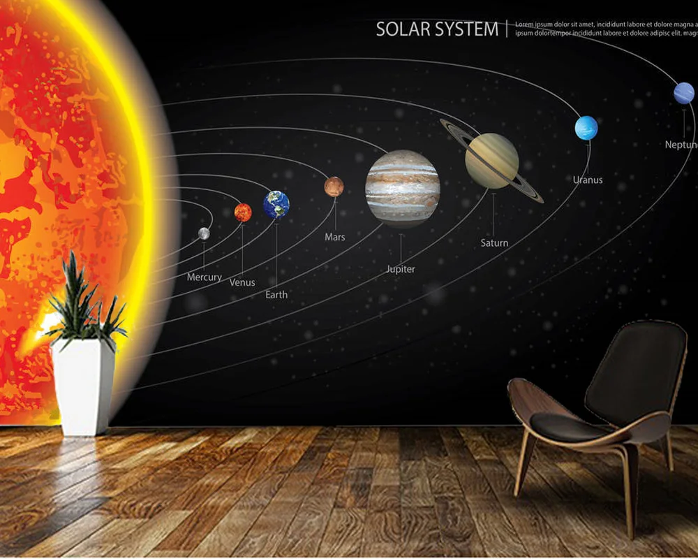 

Papel de parede Planets of the solar system space 3d wallpaper,living room tv wall children bedroom bar beer house KTV mural