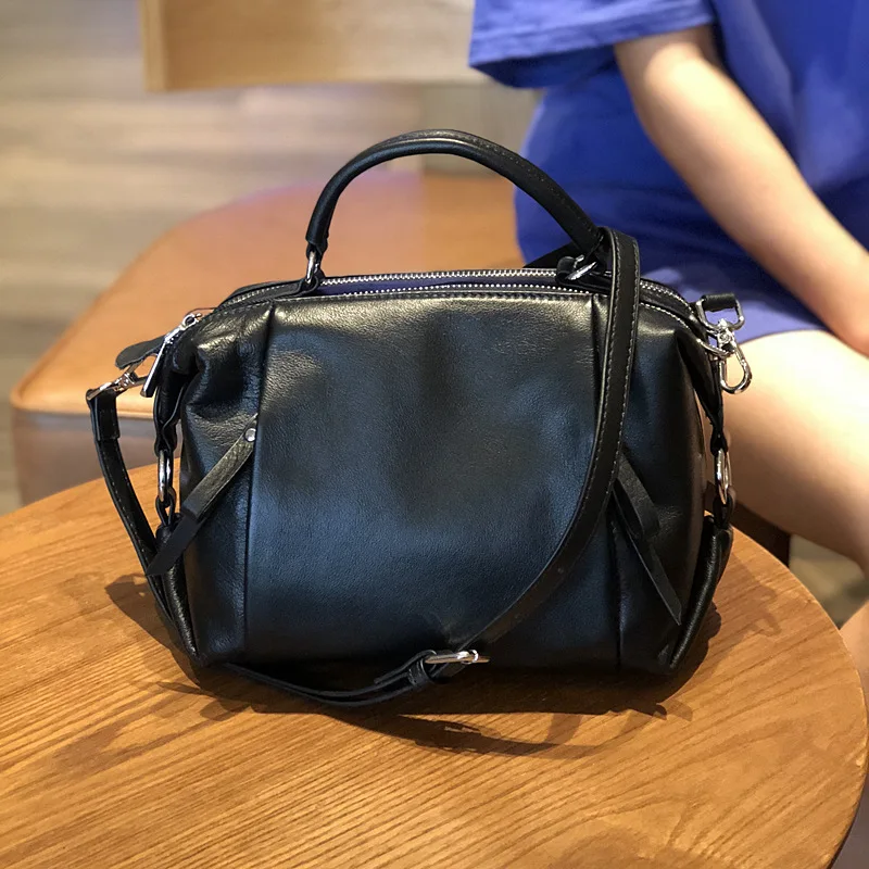 

First Layer Cowhide Leather Quality Cowhide Retrobrand High Quality Shoulder Bags Large Capacity Genuine Leather Handbag