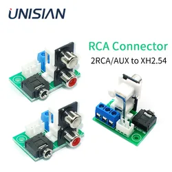 UNISIAN 1/3PCS RCA  AUX Connector AUX3.5mm Earphone Jack 2 RCA to XH2.54mm 5.08mm Socket Signal Connection Adapter Board