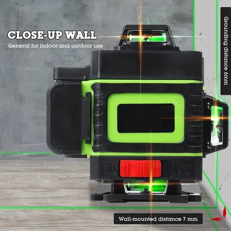 16 Lines 3D Laser Level Green Line 360 Horizontal Vertical Super Powerful Laser level with Wall Attachment Frame Remote Control