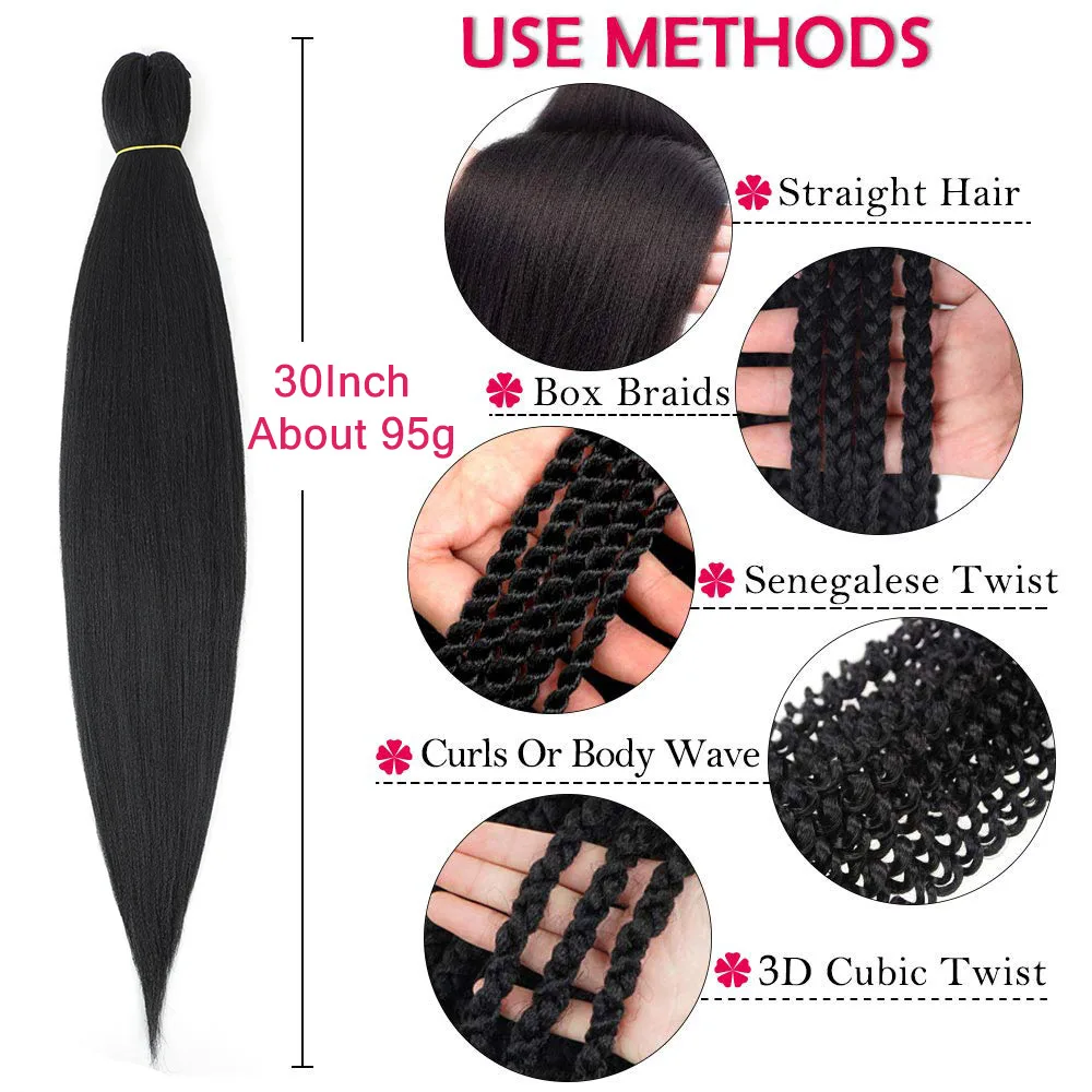 16/20/22/26/30/42 Zoll Flechthaare, vorgedehnt, lange Boho Knotless Braids, synthetische Box Braids, Yaki-Textur – Detail 9