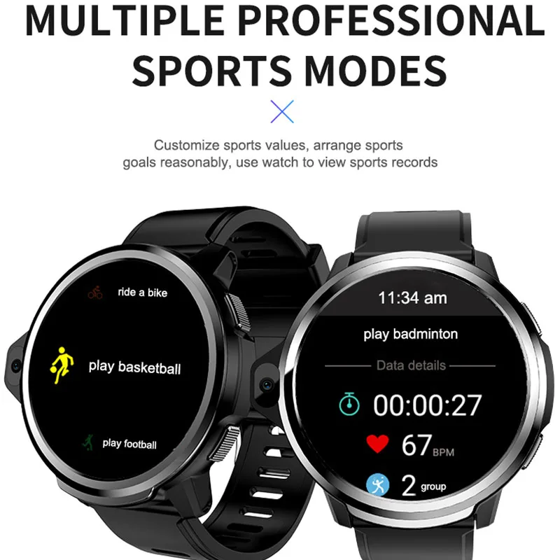 방수 3 기가 바이트 32 기가 바이트 럭셔리 1.6 인치 4G 안드로이드 스마트 워치 GPS 전화 블루투스 스마트 워치 g메일 이메일 푸시, 남성