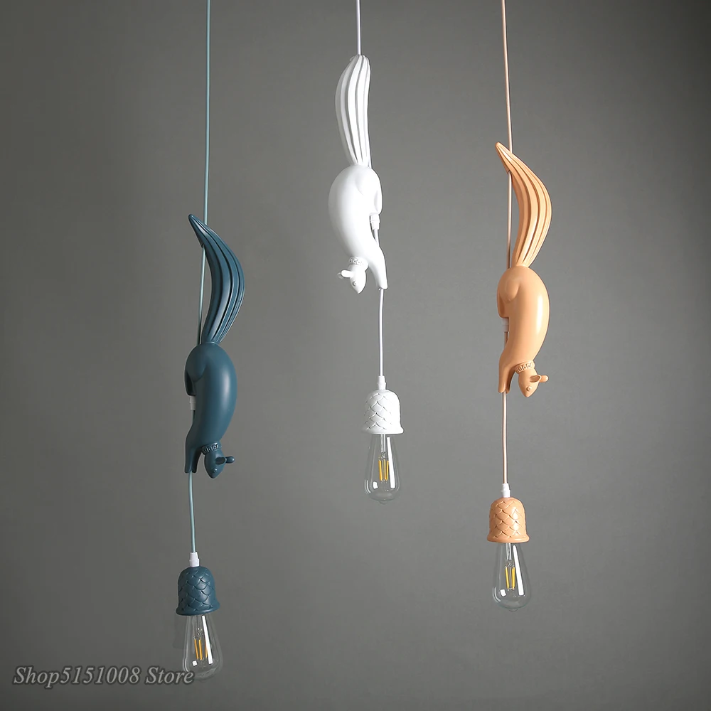 Nordic Resin Squirrel Led Pendant Lights Modern Industrial
