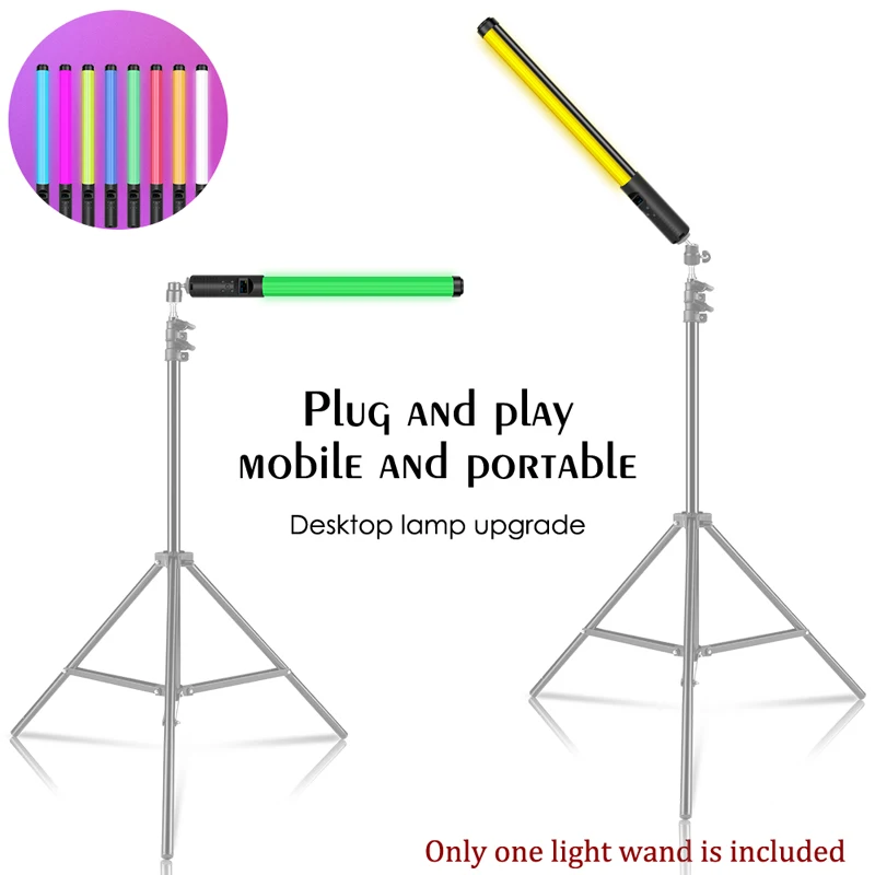 SH Nhiếp Ảnh RGB Ánh Sáng Xử Lý Cây Đũa Thần Điền Vào Làm Sáng Video W200 RGB Đầy Màu Sắc Thanh Hiệu Ứng Máy Ảnh Chiếu Sáng 2500K-9000K Xử Lý Cây Đũa Phép