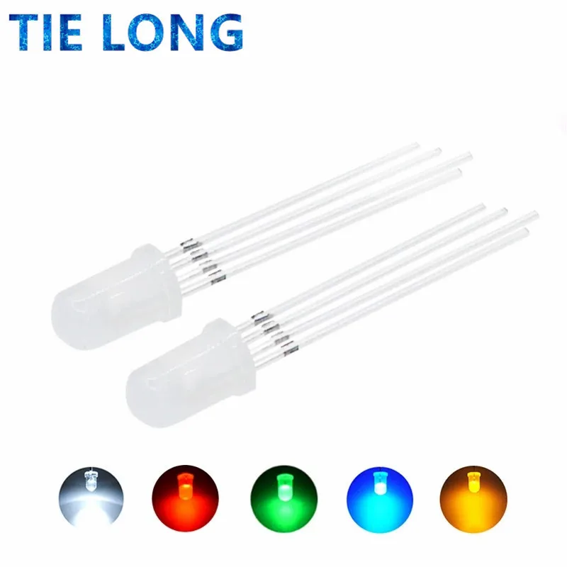 

10pcs 5mm RGB LED Common Cathode / Common Anode Tri-Color Emitting Diodes f5 RGB Diffused / Transparent Highlight for arduino