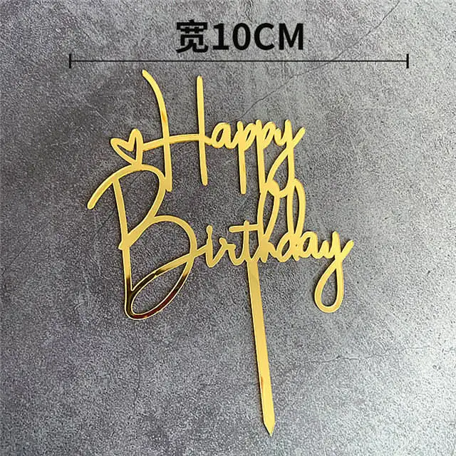 Gold Silber Alles Gute zum Geburtstag Kuchen Topper Acryl Klassische Geburtstag Cupcake Topper Dessert Dekoration für Baby Dusche Kuchen Liefert