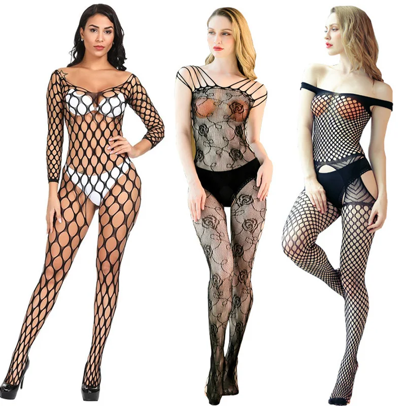 

Women Sexy Bodystockings Fishnet Open Crotch catsuit Mesh Tights Lingerie Erotic Underwear Bodysuit Sleepwear jumpsuit