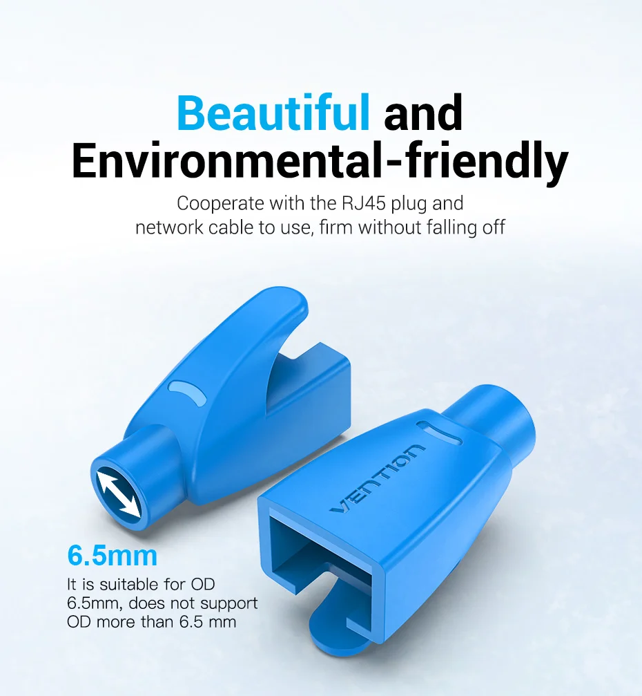 Vention RJ45 Zugentlastung Stiefel Ethernet RJ45 Stecker Stiefel Stecker Abdeckung 50PCS RJ45 Stiefel Kappe Abdeckung für CAT5E/6 Ethernet Kabel – Detail 6