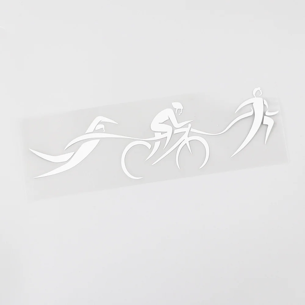 YJZT 17.5CMX5.1CM  Triathlon Swimming Cycling Running Vinyl Car Sticker Black/Silver 8A-0791