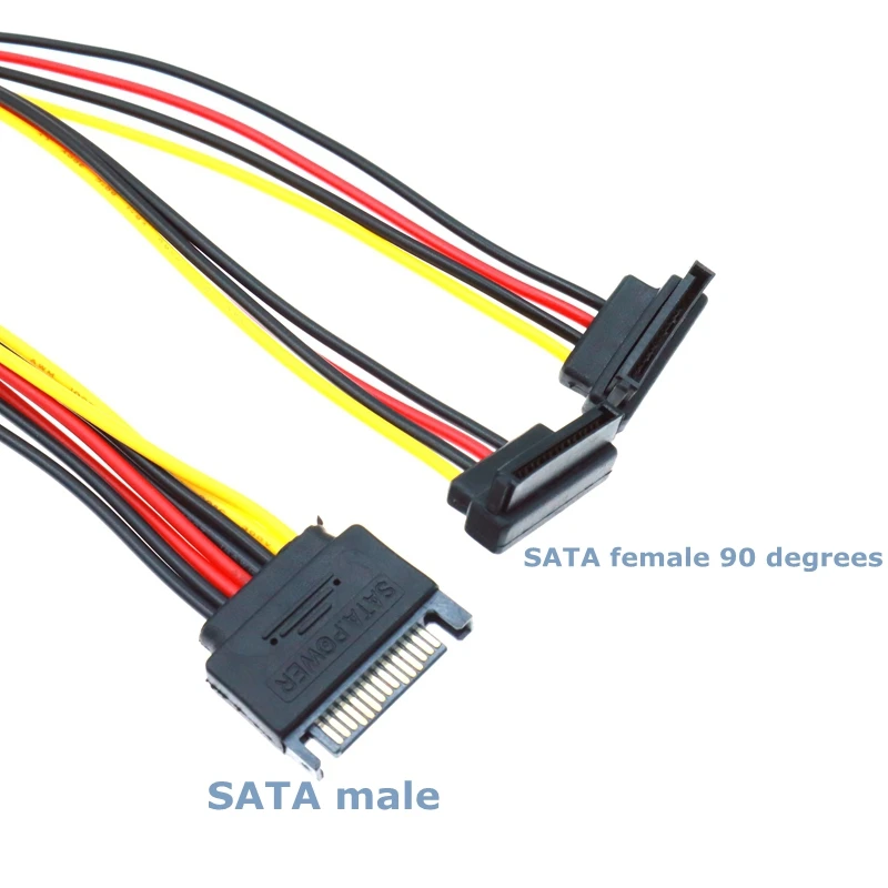 0.2M 15Pin SATA Male to 2 Female Elbow Computer Case Power Hard Disk one-to-two Splitter High-Quality Power Cord