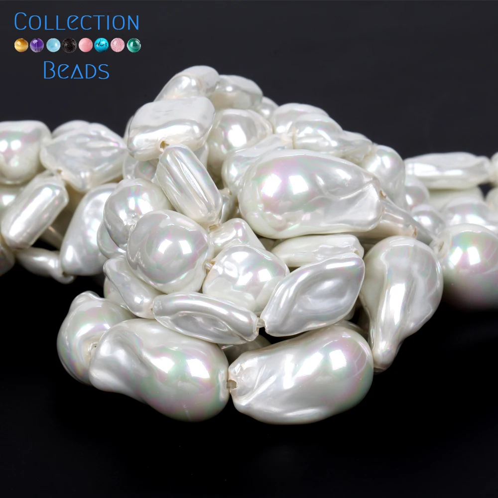 1 3 5 10pcs Natural Electroplating Imitation Baroque Pearl Shell Beads Loose White Beads For Jewelry Making Diy Bracelet
