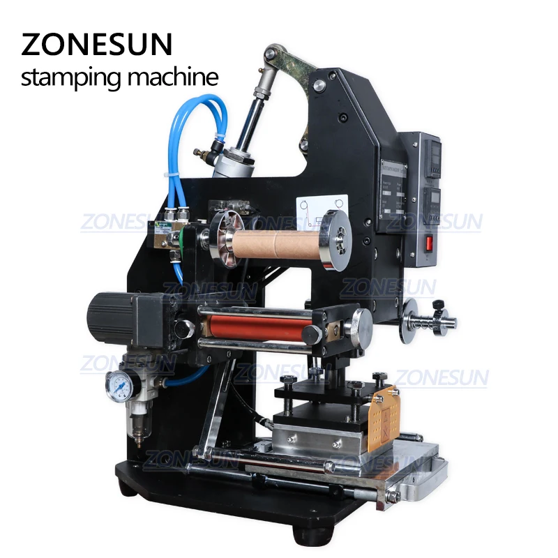 ZONESUN ZS-819k2 116*120mm Professional Pneumatic Automatic Leather LOGO Hot Foil Stamping Embossing Machine Heat Press Machine