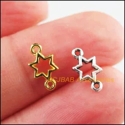 180Pcs Retro Tibetan Silver Tone Gold Color Star Frame Charms Connectors 5.5x10mm