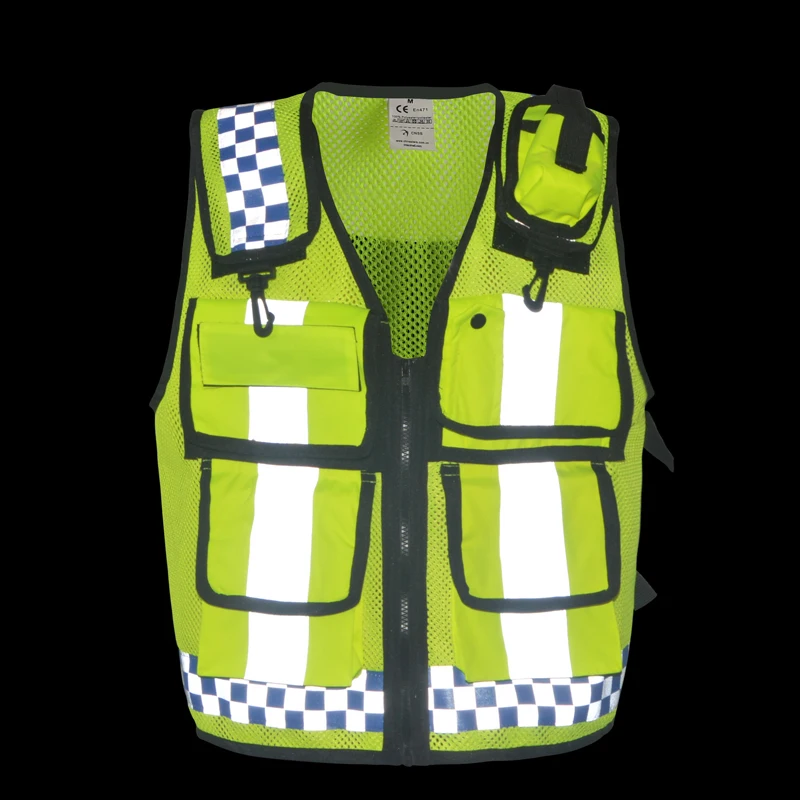 Motorcycle Reflective Vest Lattice Screen Cloth Safety Vest Traffic Police Zipper Reflective Vest