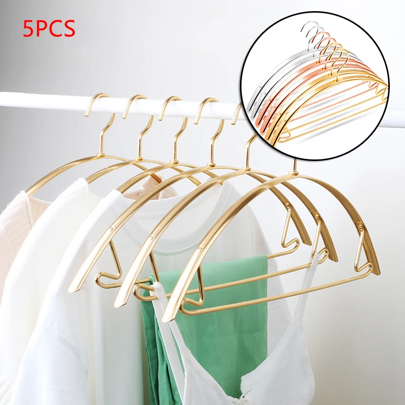 

5pcs Nordic Clothes Hanger Gold Container Rack Wardrobe Storage Home Organizer Space Saving for Coats Pants Dresses Towel Drying