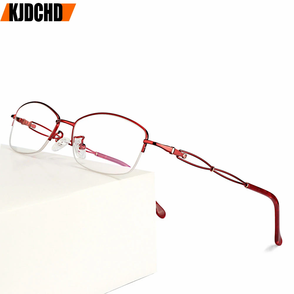 Titanium Alloy Optical Glasses Frame Women Half Frame Ladies Fashion Trending Eyewear Myopia Prescription Optical Eyeglasses