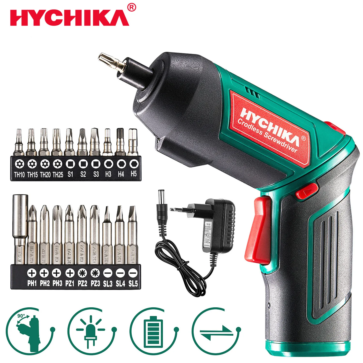 taladro inalambrico Destornillador inalámbrico HYCHIKA 3,6 V 2.0Ah destornillador eléctrico 6 N.m herramientas eléctricas con accesorios de 20 piezas