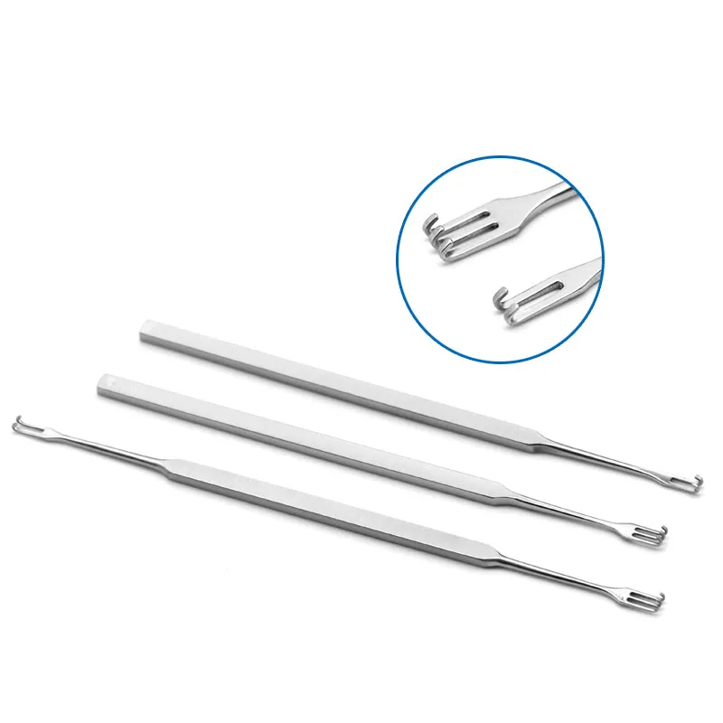 Retractor Lacrimal para párpados, bolsa de Ojos de rastrillo, doble cabeza, garras dobles, belleza, cirugía plástica, Oph