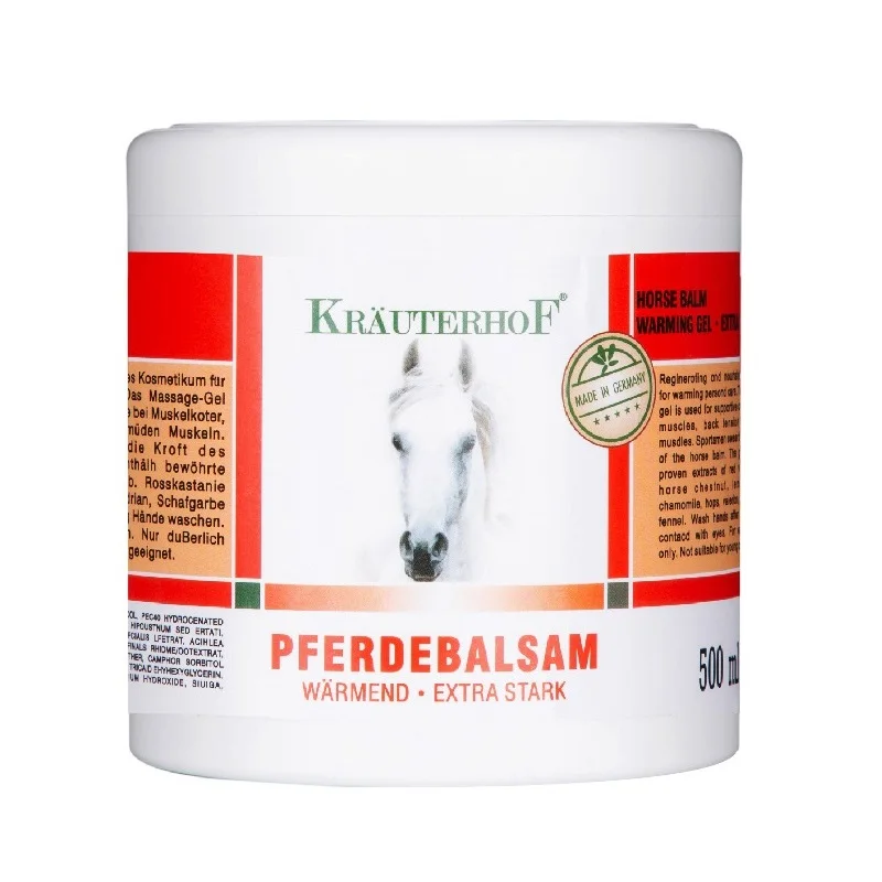 Original Germany Krauterhof Pferdebalsam Heating Extra Stark Warming Massage Gel Horse Chestnut Balm Relax Calm Muscle 500g