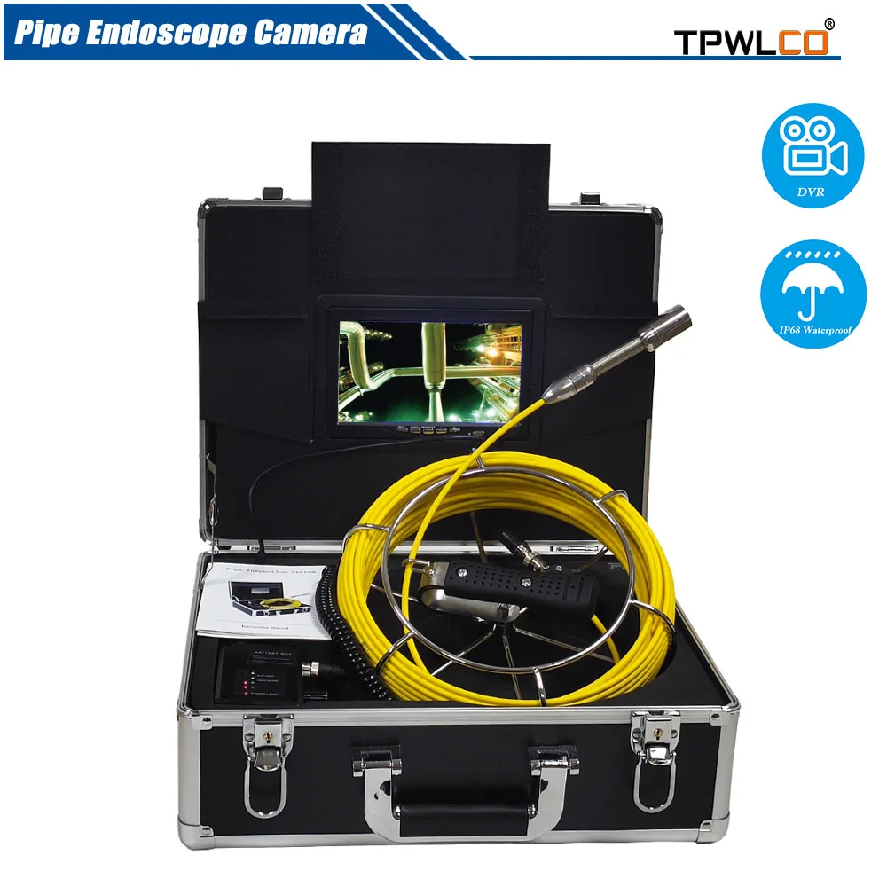 

8GB SD Card With DVR 7inch 20-50m 23mm Waterproof Indstrial Camera 1000TVL Pipe Drain Sewer Inspection Endoscope System 12 LEDS