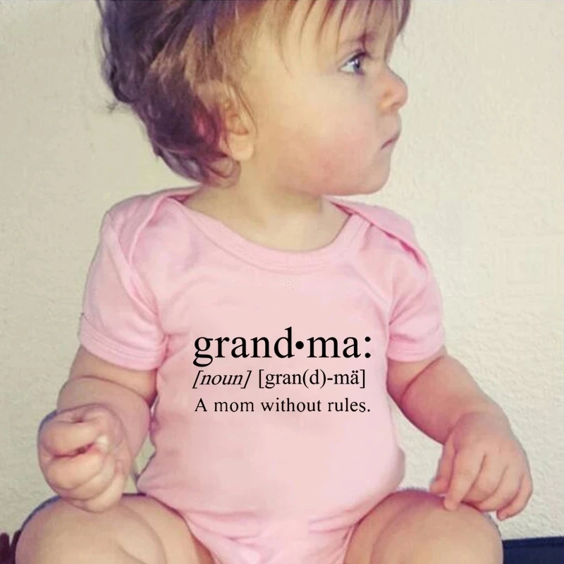 

Funny Grandma Letters Print Baby Bodysuit 100% Cotton Short Sleeve Jumpsuit Newborn Toddler Summer Clothes