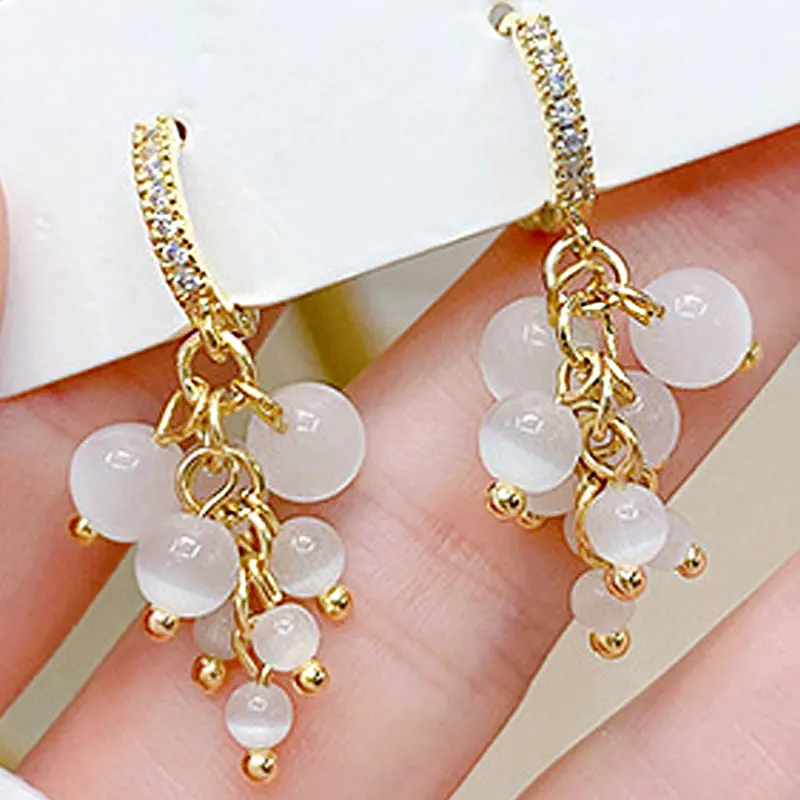 

Minimalist Grape Style Earring Plated 14K Real Gold Inlaid Top Quality CZ Exquisite Luxury Travel Wedding Earrings Accessories